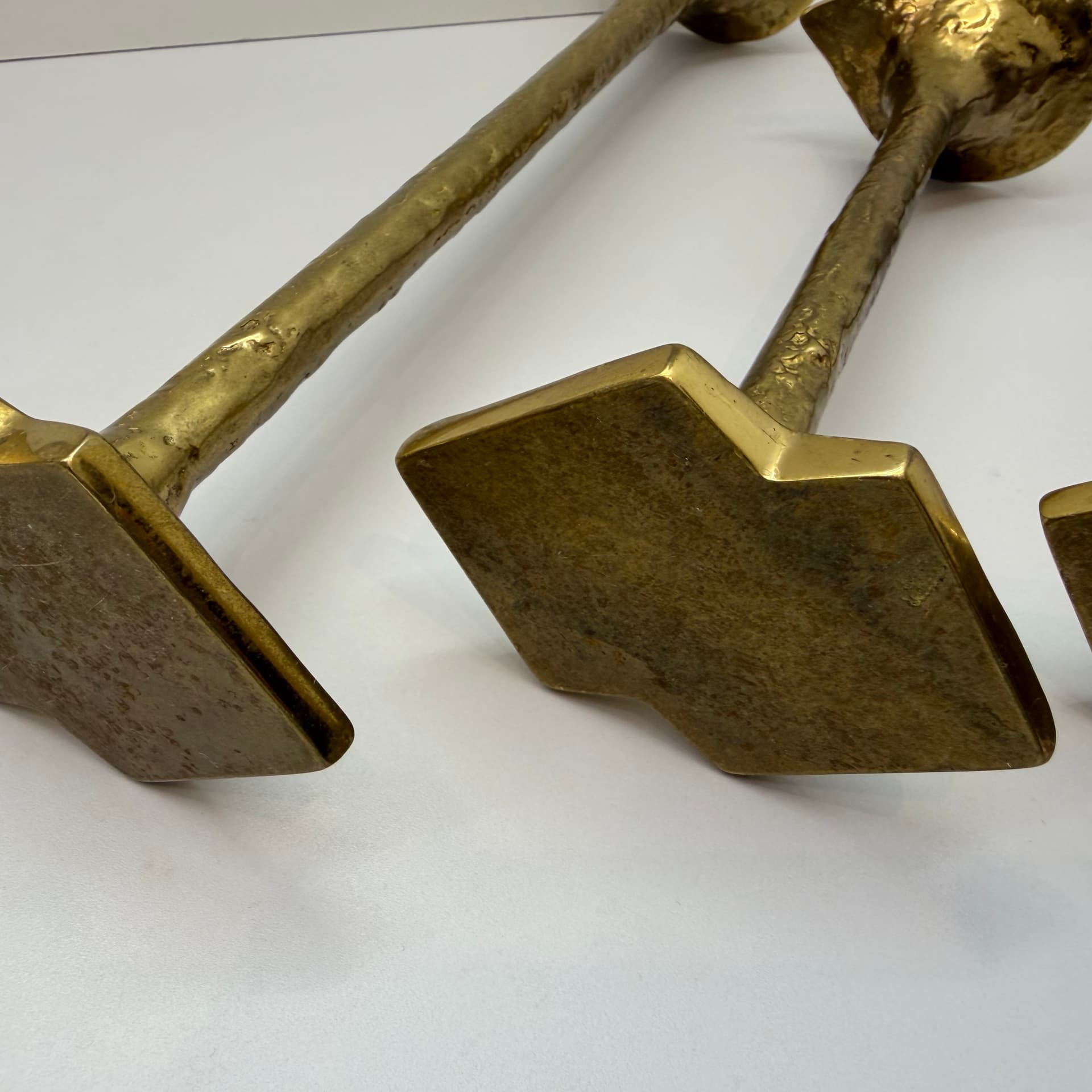 Komplet świeczników brutalistycznych, mosiądz złoty, Niemcy, lata 60. - 289649