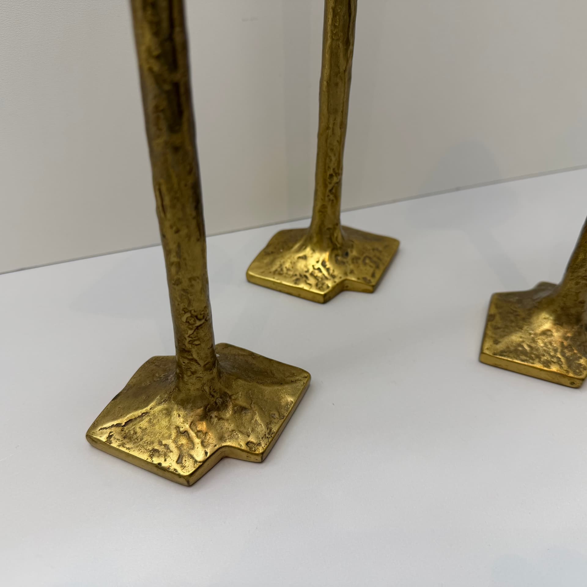 Komplet świeczników brutalistycznych, mosiądz złoty, Niemcy, lata 60. - 289658