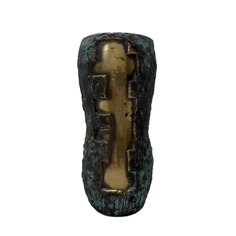 Wazon brutalistyczny, brązowy, mosiądz, Dania, lata 60.