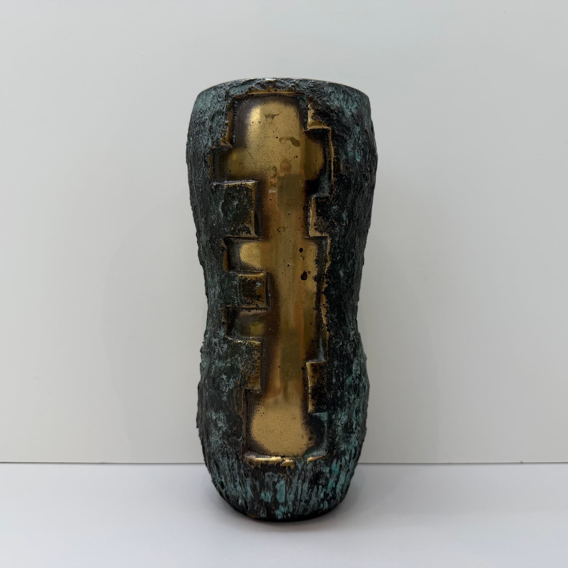 Wazon brutalistyczny, brązowy, mosiądz, Dania, lata 60. - 289670