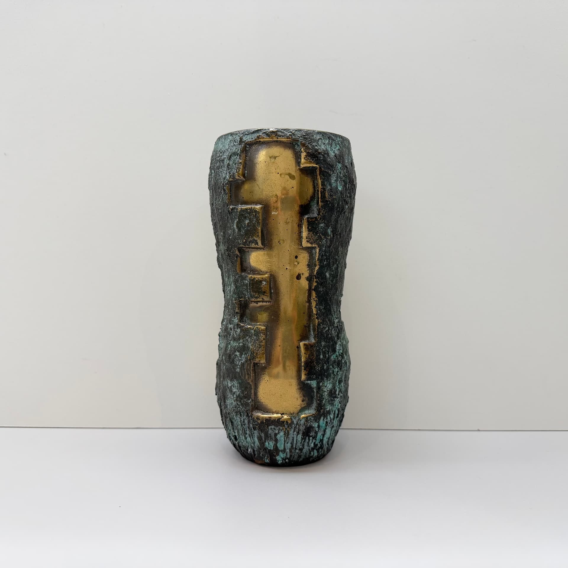 Wazon brutalistyczny, brązowy, mosiądz, Dania, lata 60. - 289671