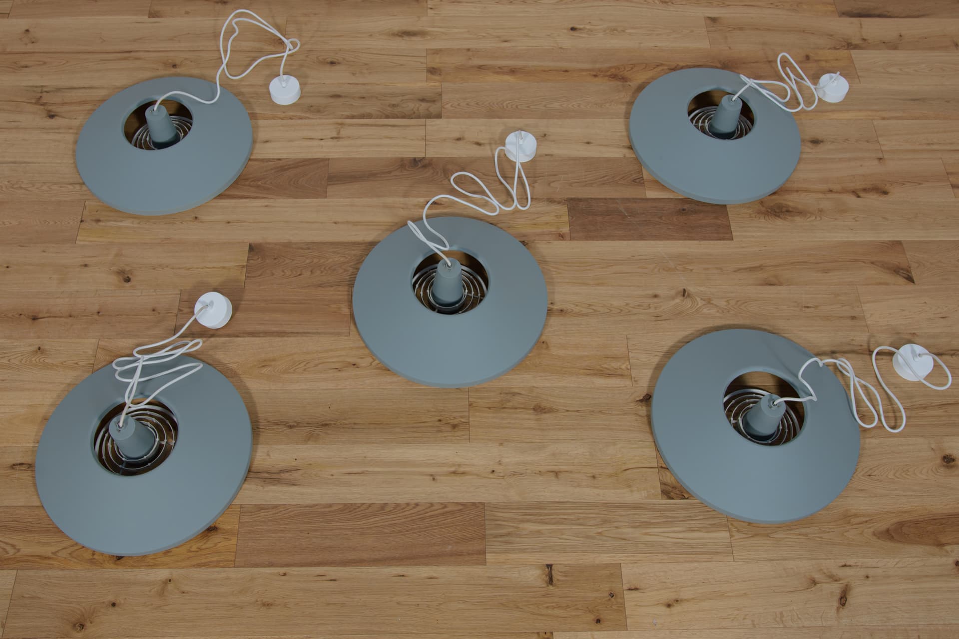 Lampa wisząca Fyns Plan, niebieski, metal, Lyfa, Dania, lata 70. - 289709