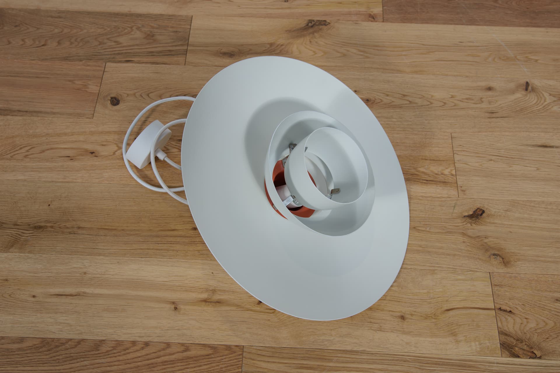 Lampa wisząca PH 4/3, biały, metal, proj. P. Henningsen, Louis Poulsen, Dania, lata 60. - 289717