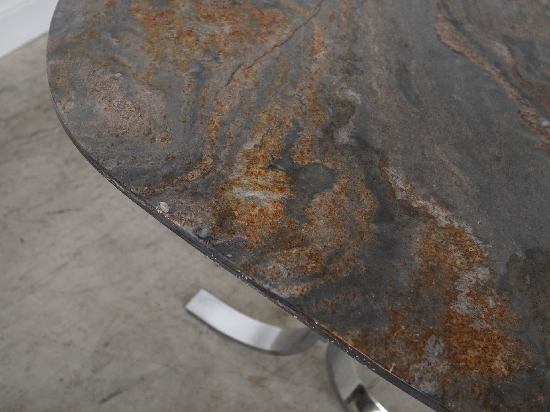 Stół prostokątny, kamień brązowy, metal chromowany, Dania, lata 80. - 289768