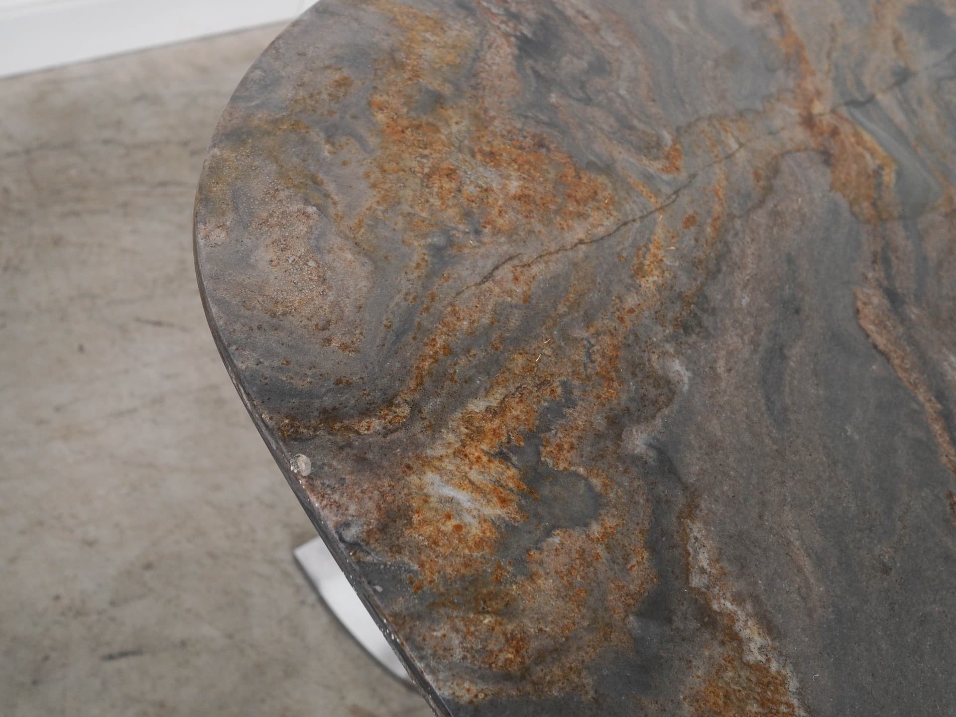 Stół prostokątny, kamień brązowy, metal chromowany, Dania, lata 80. - 289773