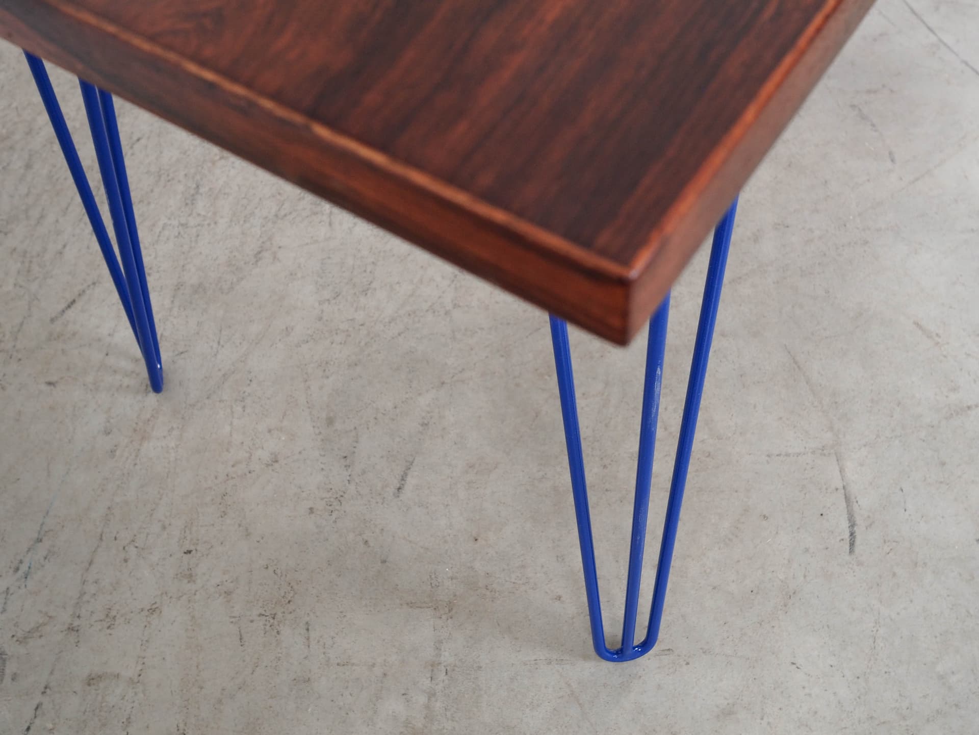 Desk, brown rosewood, blue metal, Denmark, 1970s. - 289815