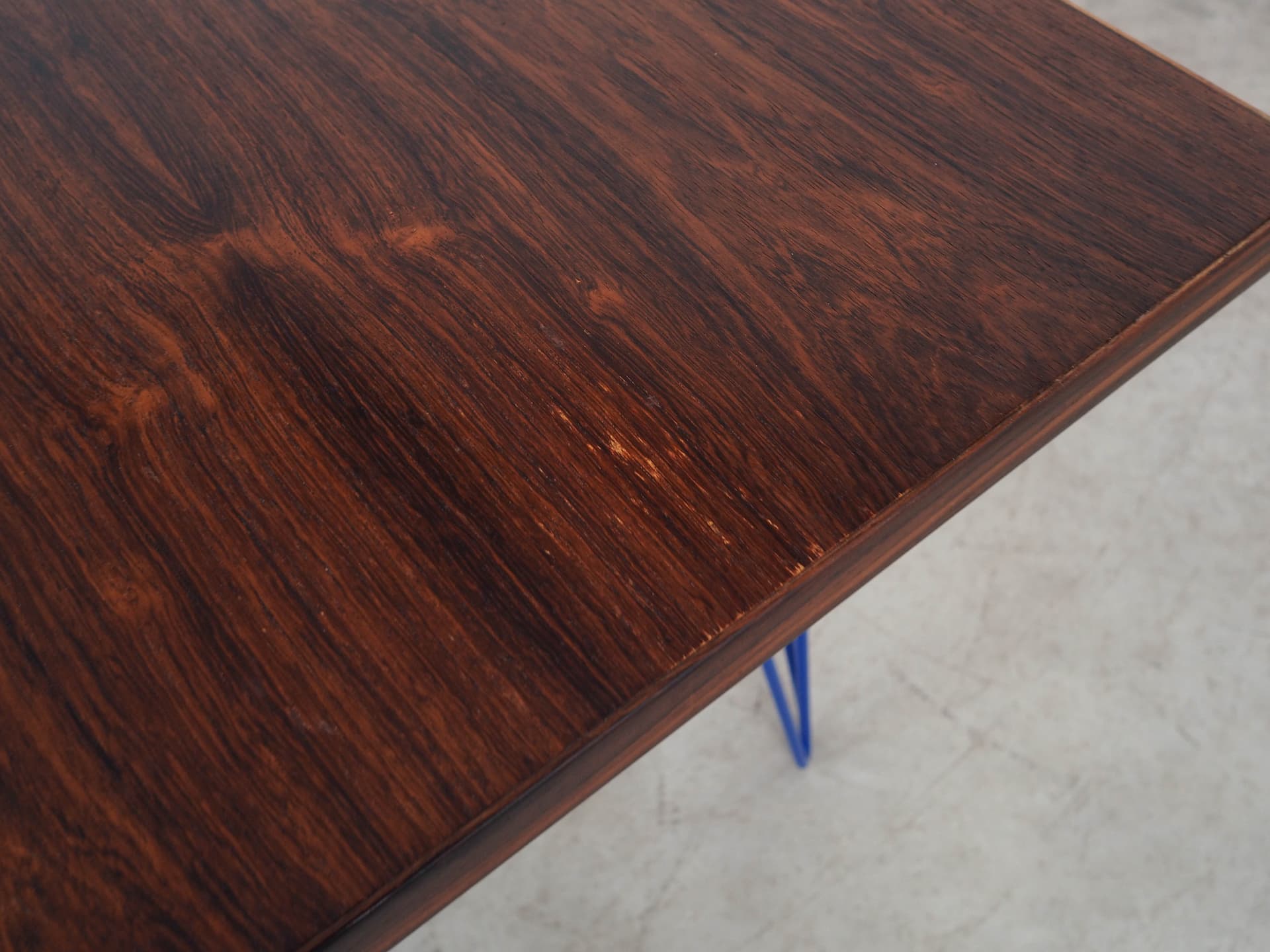 Desk, brown rosewood, blue metal, Denmark, 1970s. - 289816