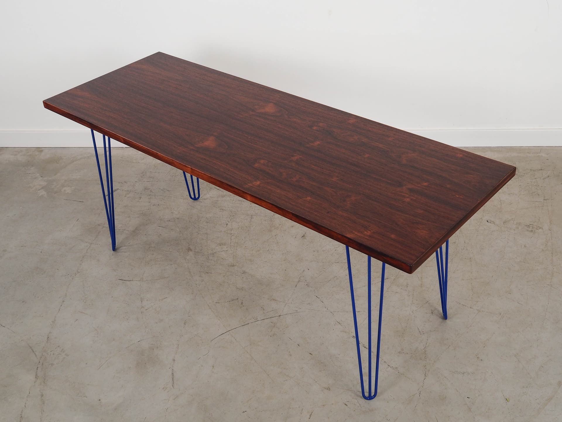Desk, brown rosewood, blue metal, Denmark, 1970s. - 289814