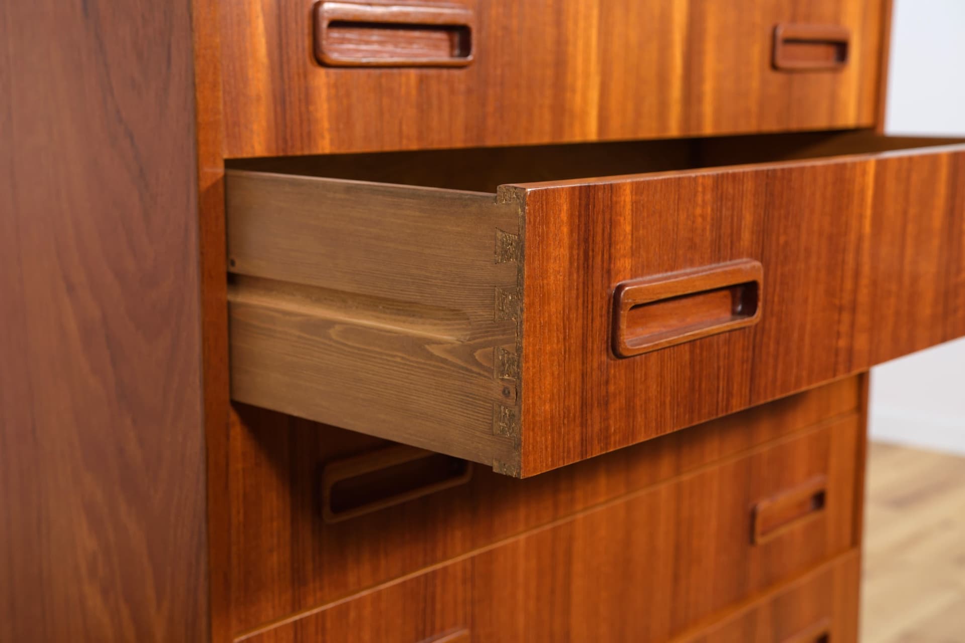 Komoda, teak brązowy, proj. E. Jensen, Dania, lata 60. - 289841