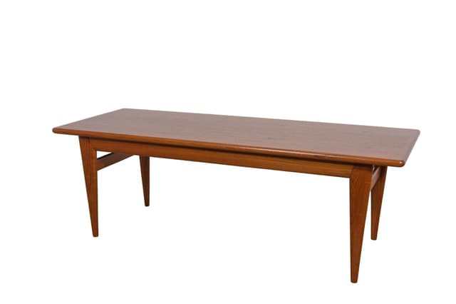 Coffee table, brown teak, by N. O. Møller, Denmark, 1960s. - DIMENSION