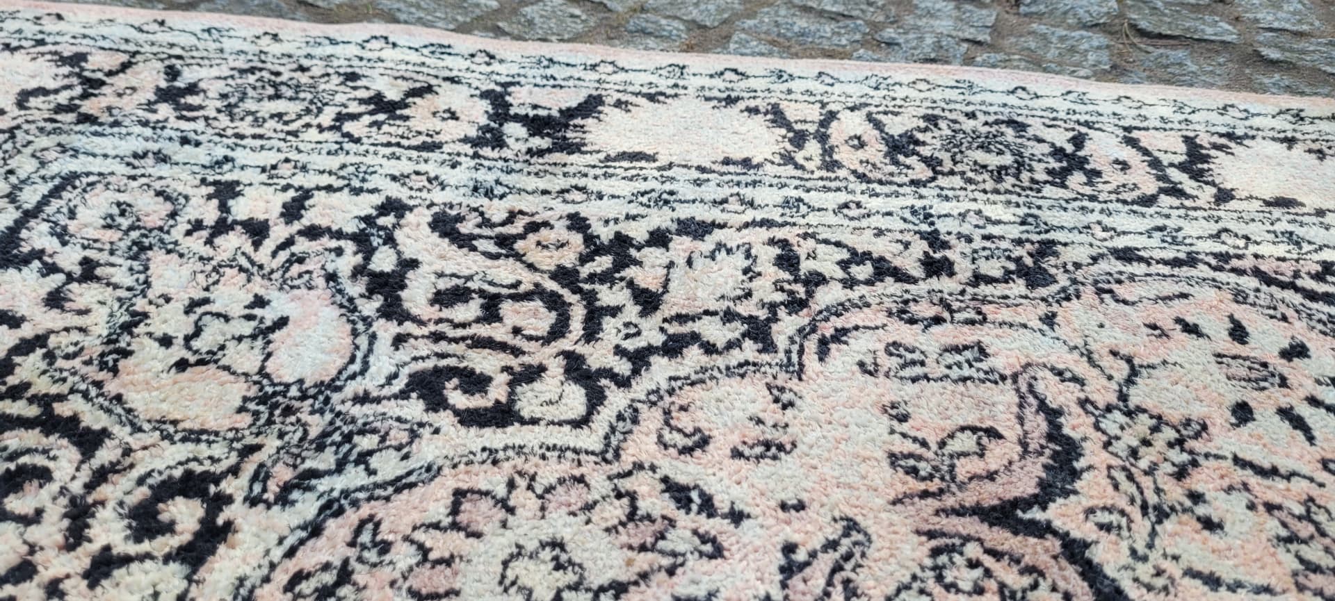 Dywan Indo Ghom 128x200 cm, różowy, jedwab bawełna, Indie, lata 80. - 290044