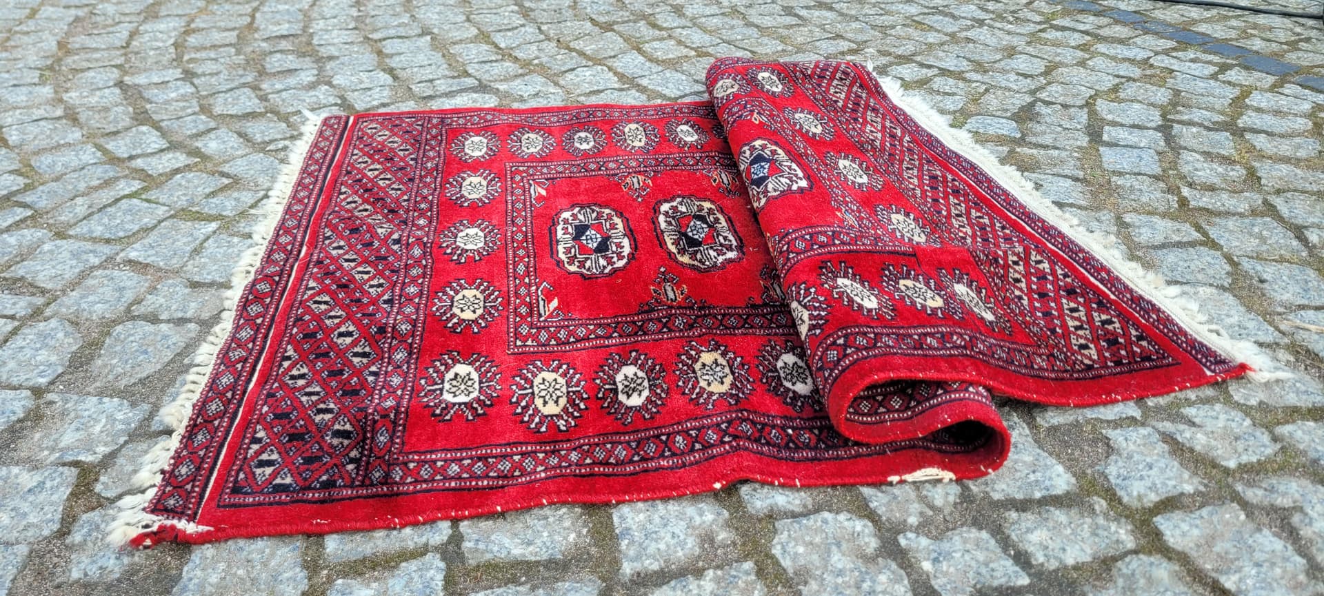 Dywan Buchara 105x68 cm, wełna czerwona, bawełna, Pakistan - 290116