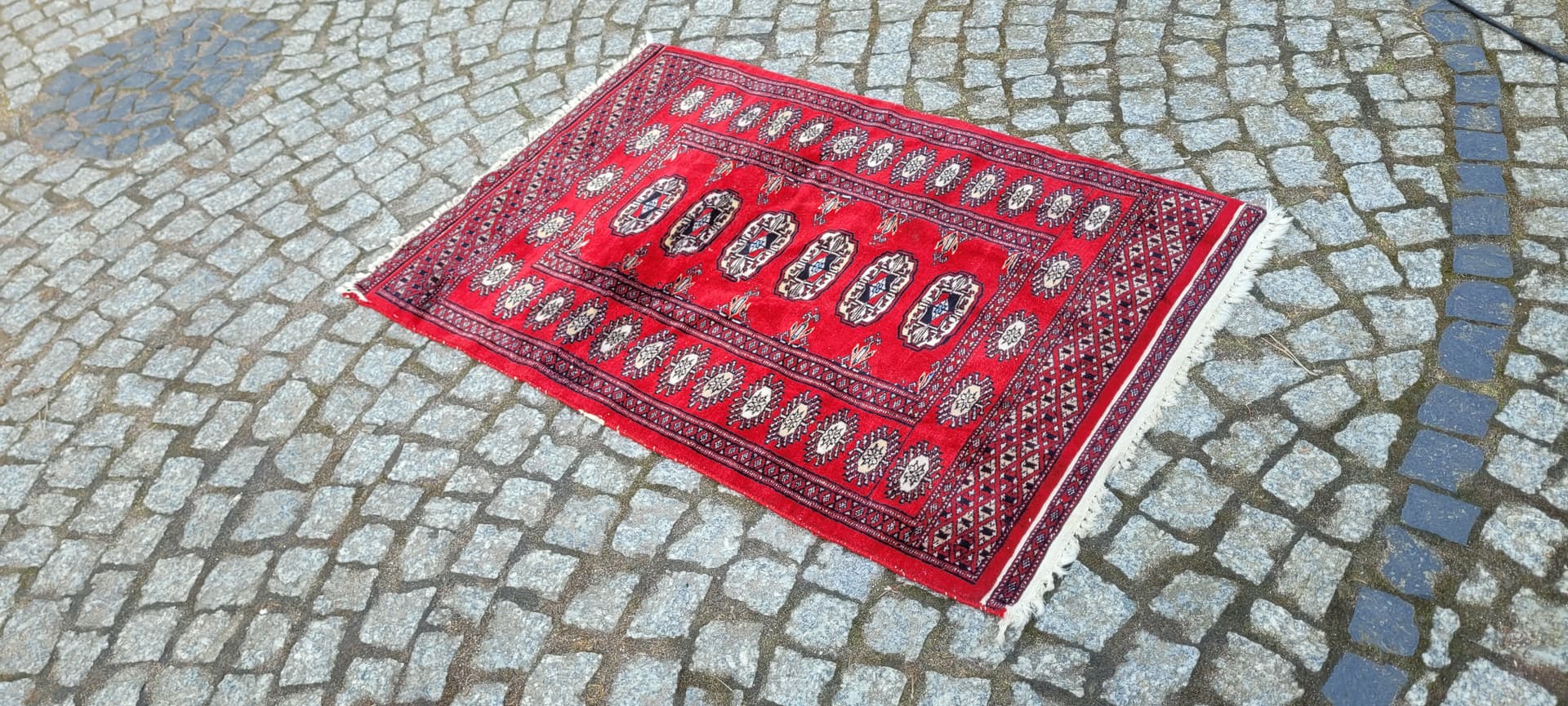 Dywan Buchara 105x68 cm, wełna czerwona, bawełna, Pakistan - 290115