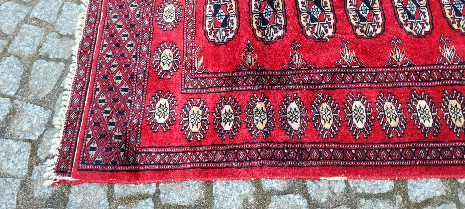 Dywan Buchara 105x68 cm, wełna czerwona, bawełna, Pakistan - 290125