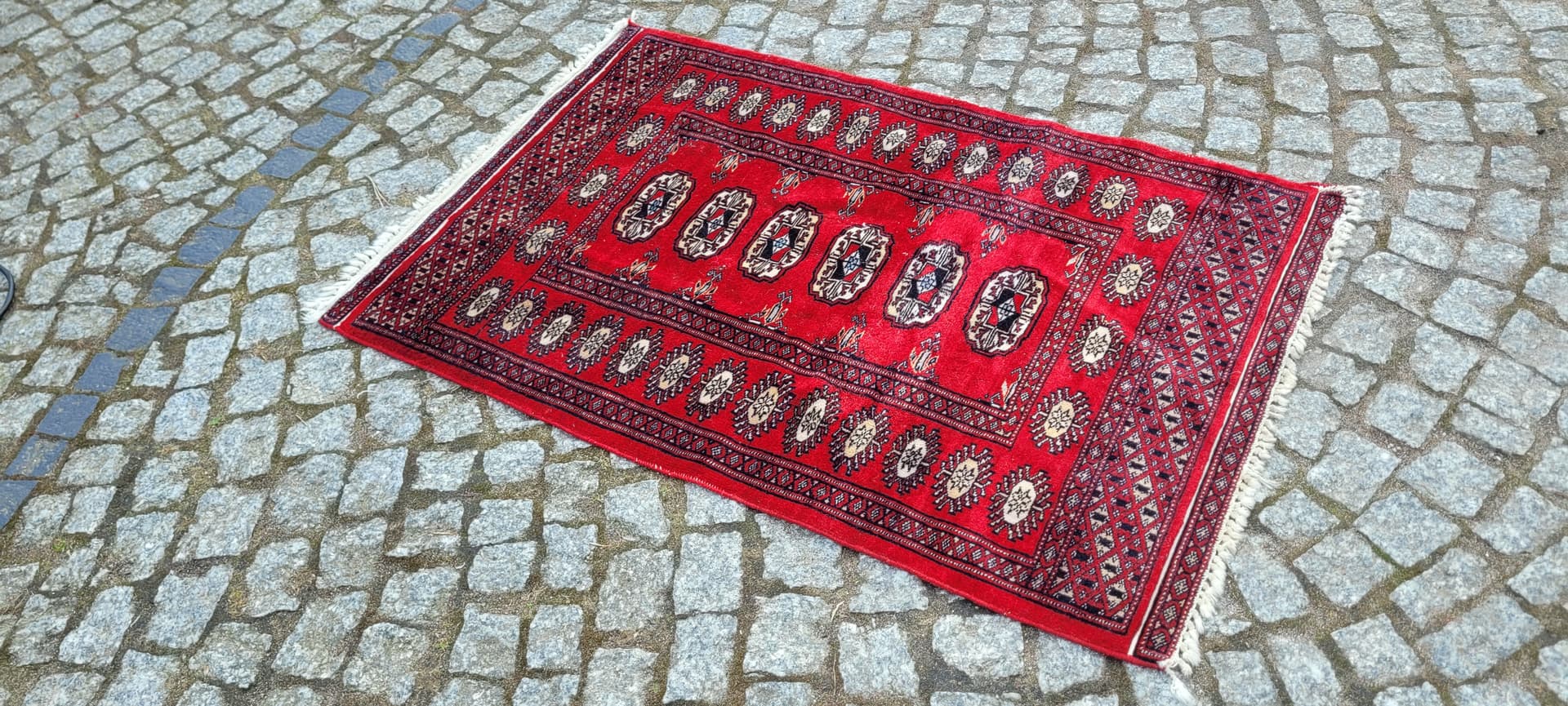 Dywan Buchara 105x68 cm, wełna czerwona, bawełna, Pakistan - 290121