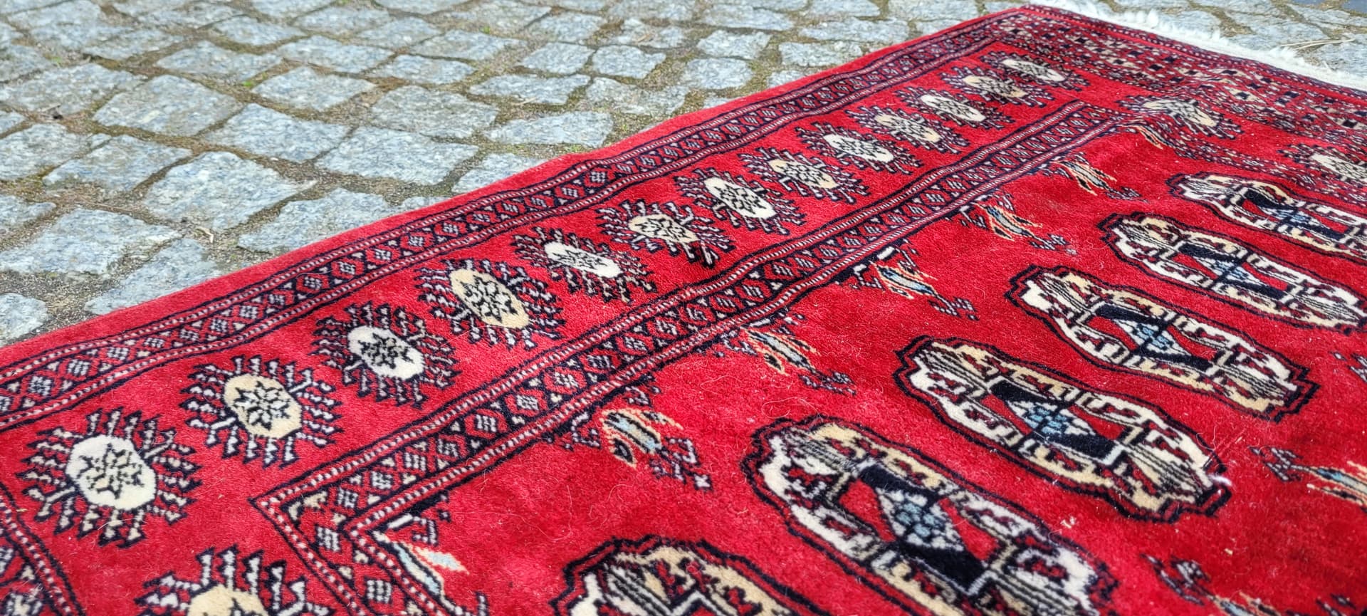 Dywan Buchara 105x68 cm, wełna czerwona, bawełna, Pakistan - 290114