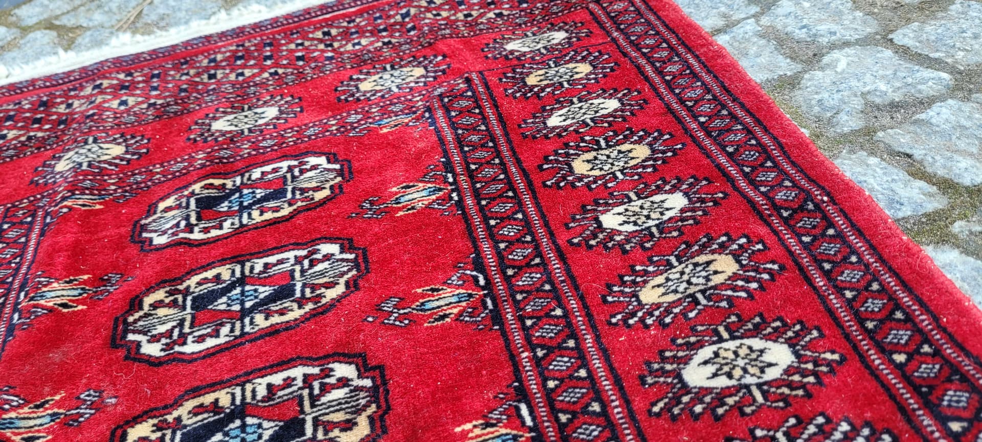 Dywan Buchara 105x68 cm, wełna czerwona, bawełna, Pakistan - 290117