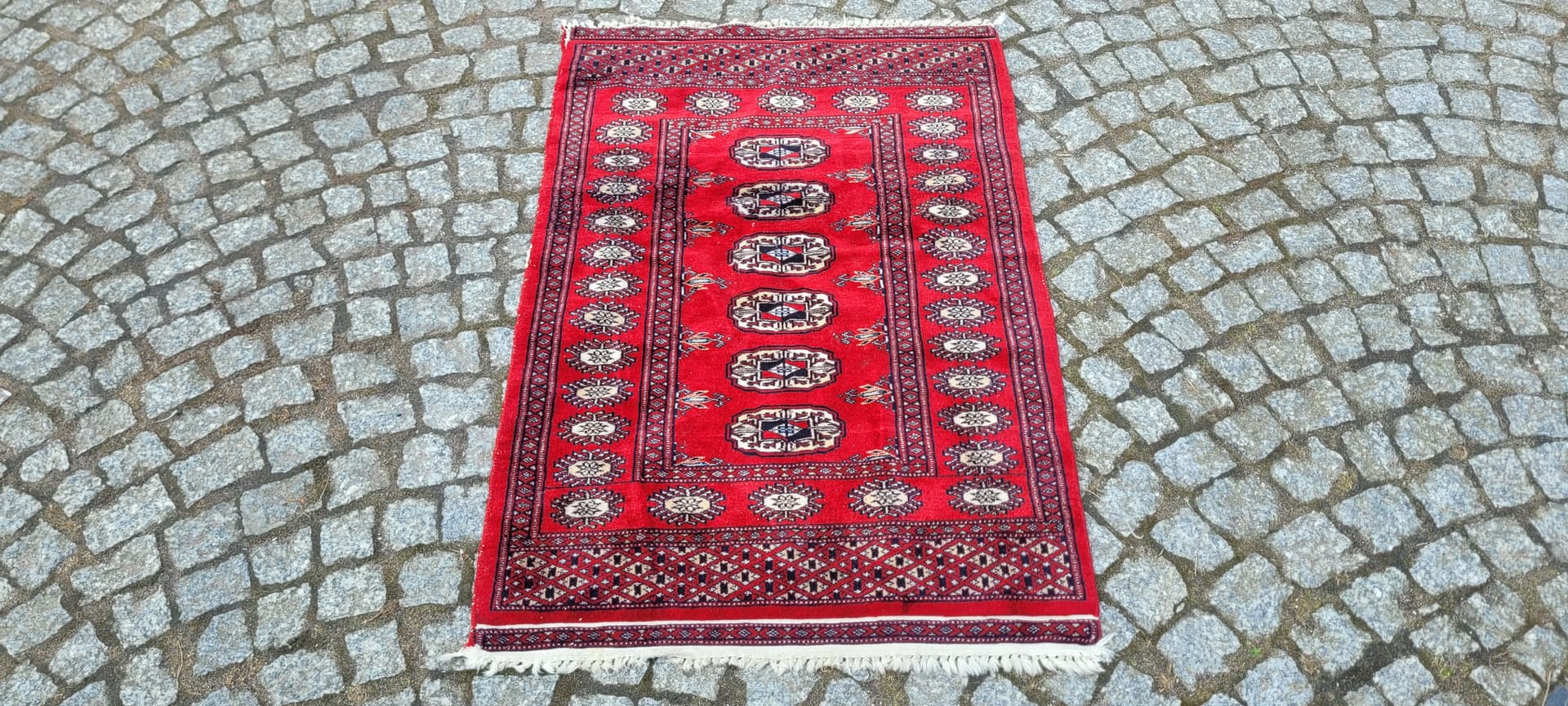 Dywan Buchara 105x68 cm, wełna czerwona, bawełna, Pakistan - 290124