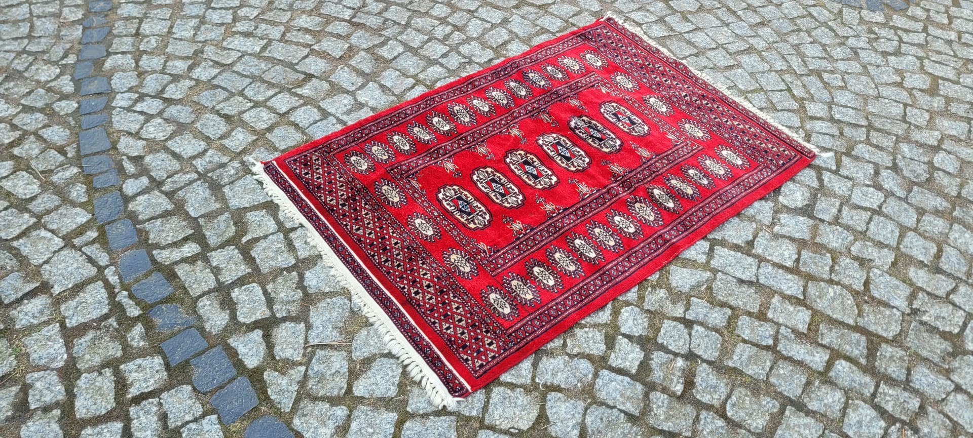 Dywan Buchara 105x68 cm, wełna czerwona, bawełna, Pakistan - 290126