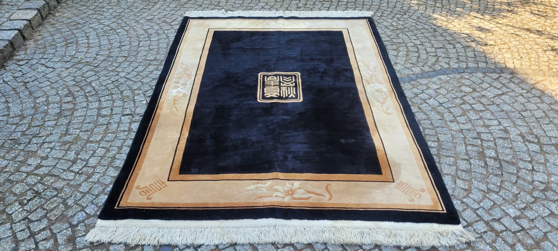 Dywan Aubusson 170x260 cm, czarny, wełna, Chiny, art déco - 290154