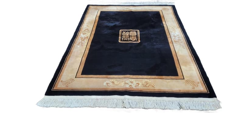 Dywan Aubusson 170x260 cm, czarny, wełna, Chiny, art déco