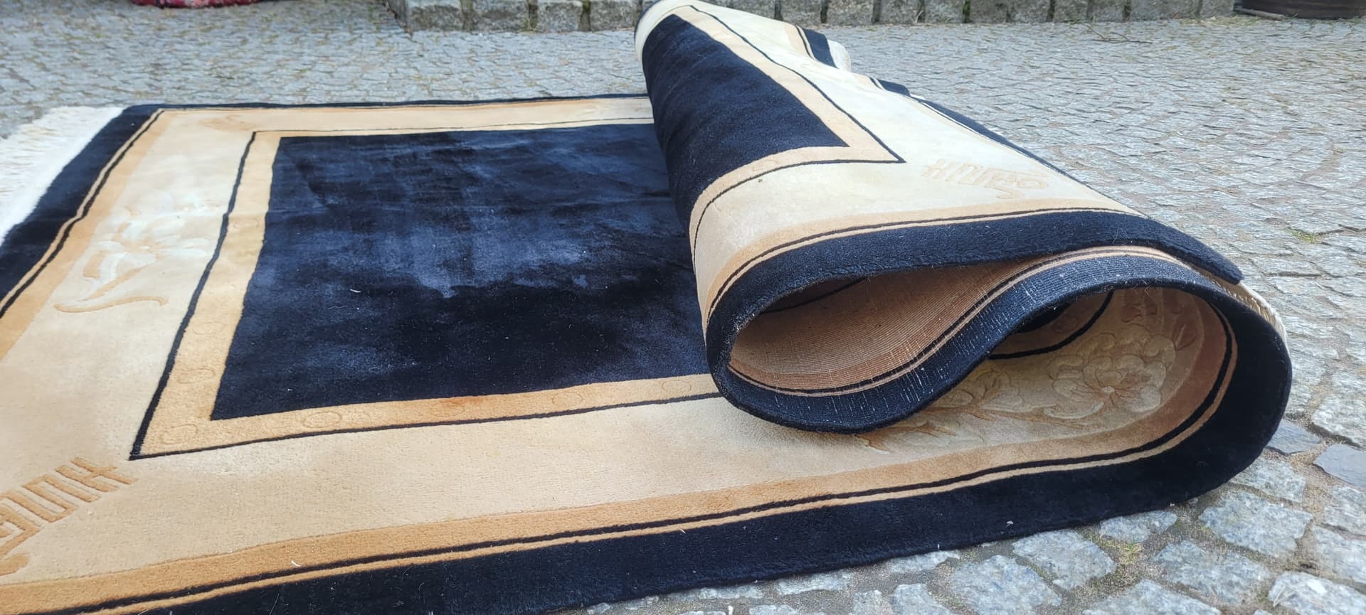 Dywan Aubusson 170x260 cm, czarny, wełna, Chiny, art déco - 290144