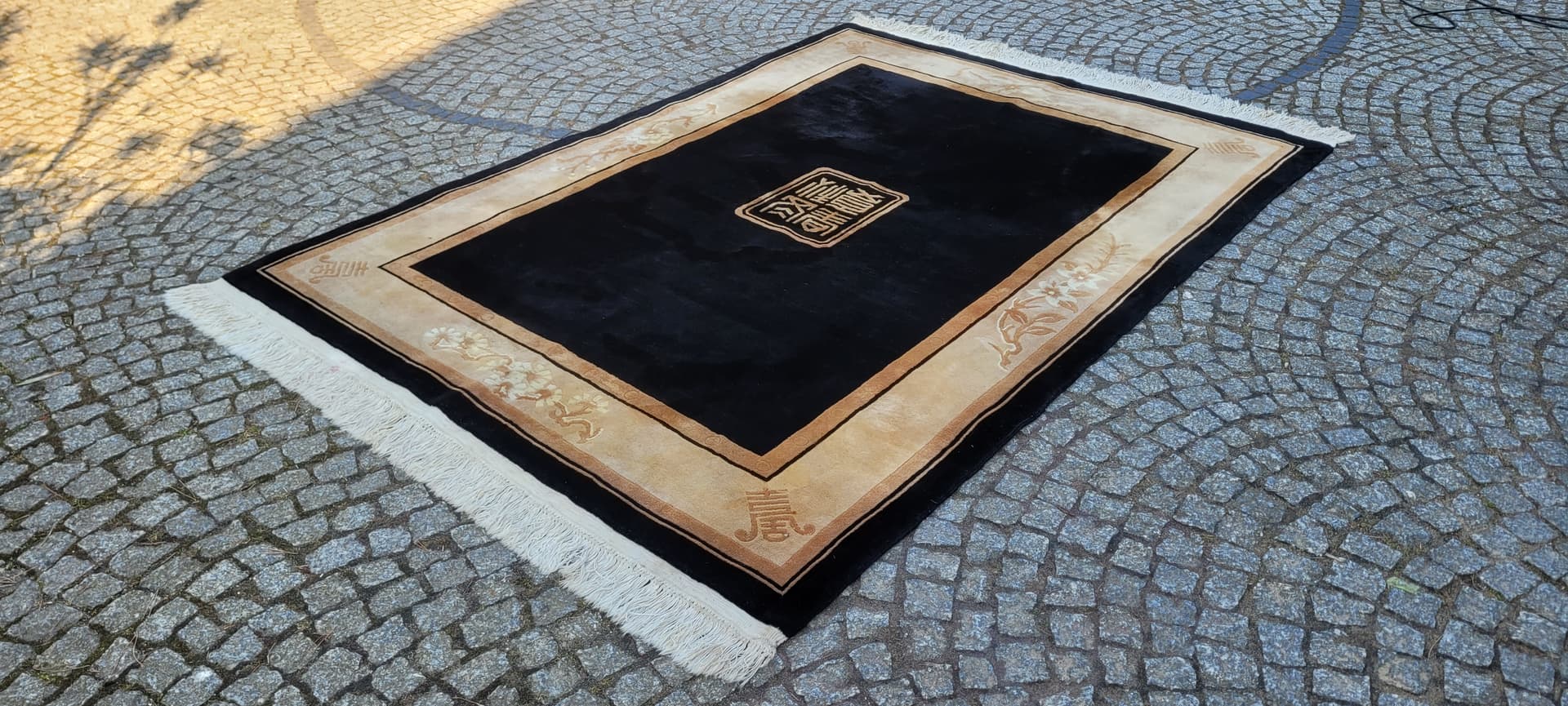 Dywan Aubusson 170x260 cm, czarny, wełna, Chiny, art déco - 290156