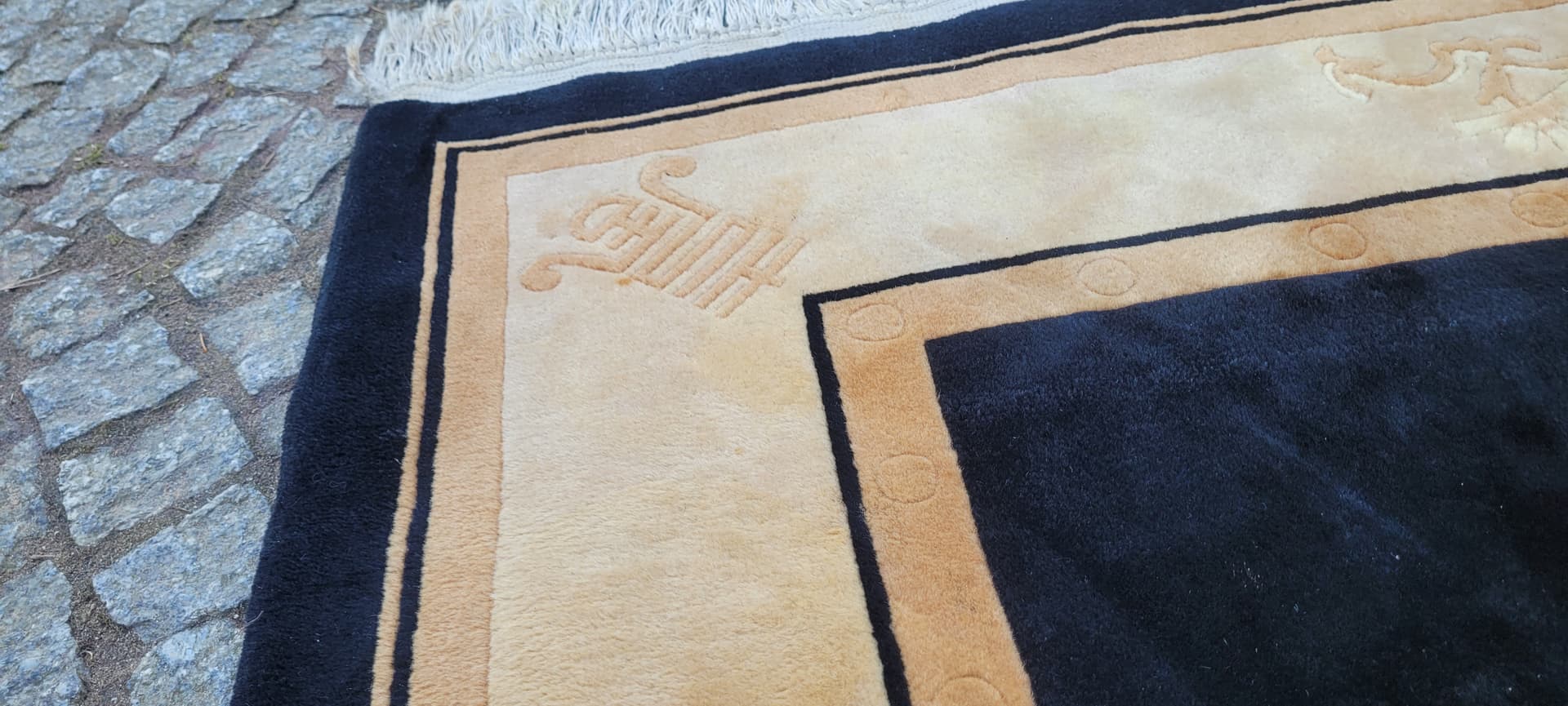 Dywan Aubusson 170x260 cm, czarny, wełna, Chiny, art déco - 290143