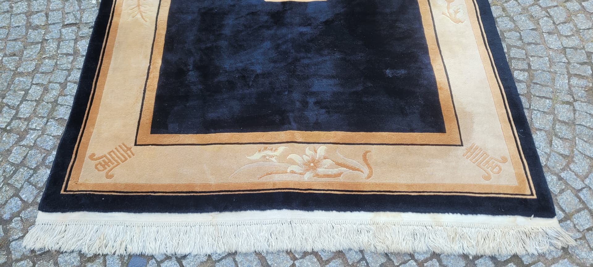 Dywan Aubusson 170x260 cm, czarny, wełna, Chiny, art déco - 290149