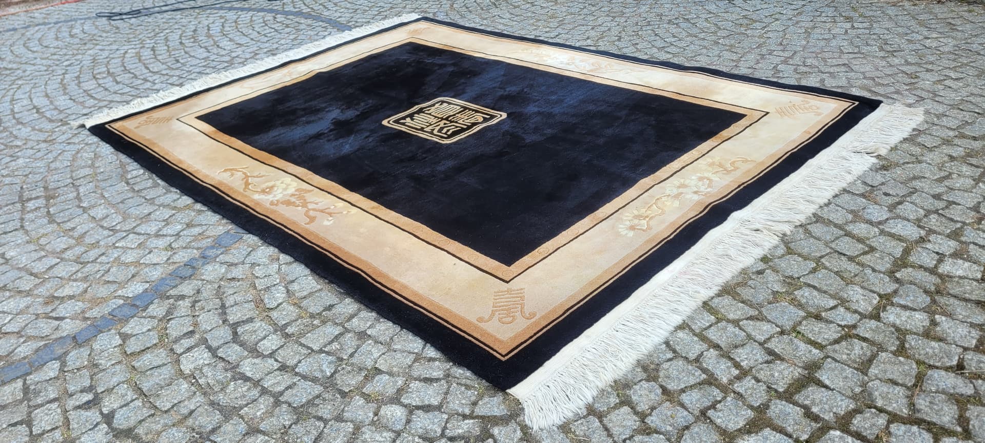 Dywan Aubusson 170x260 cm, czarny, wełna, Chiny, art déco - 290153