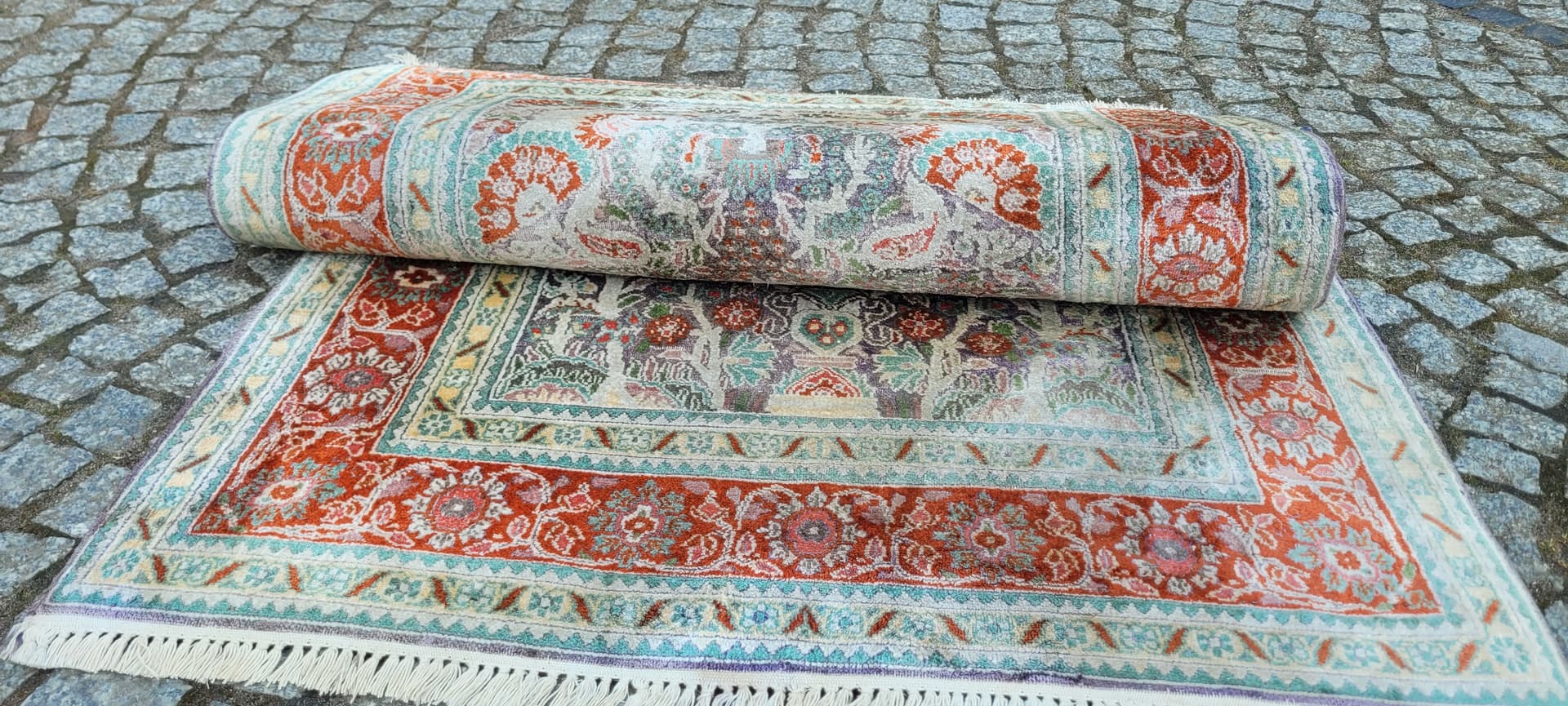 Dywan Indo Ghom 160x90 cm, multikolor, jedwab, bawełna, Indie - 290161