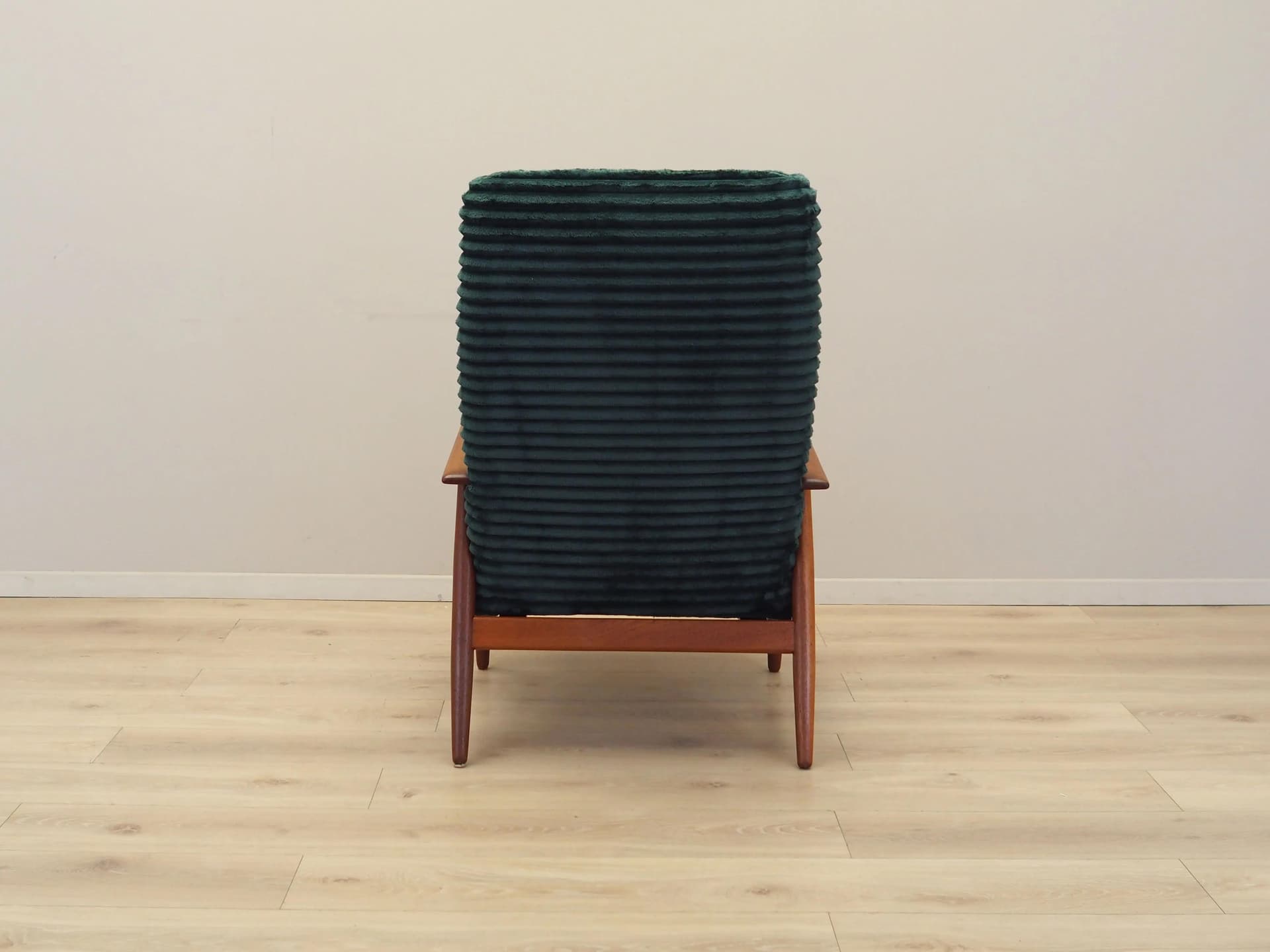Armchair, green velvet, teak wood, Denmark, 1970s - 21439