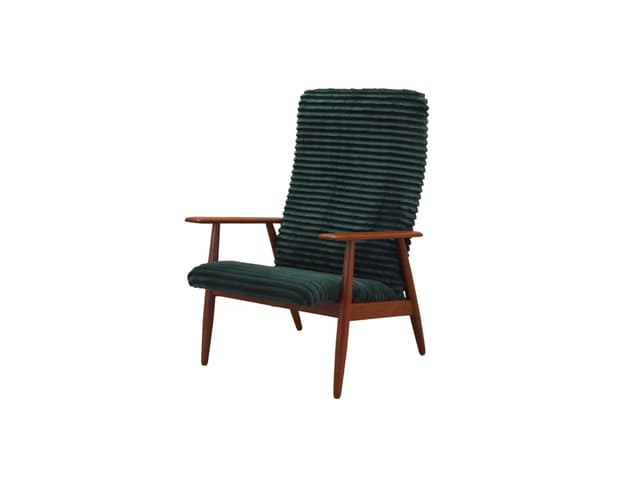 Armchair, green velvet, teak wood, Denmark, 1970s - DIMENSION