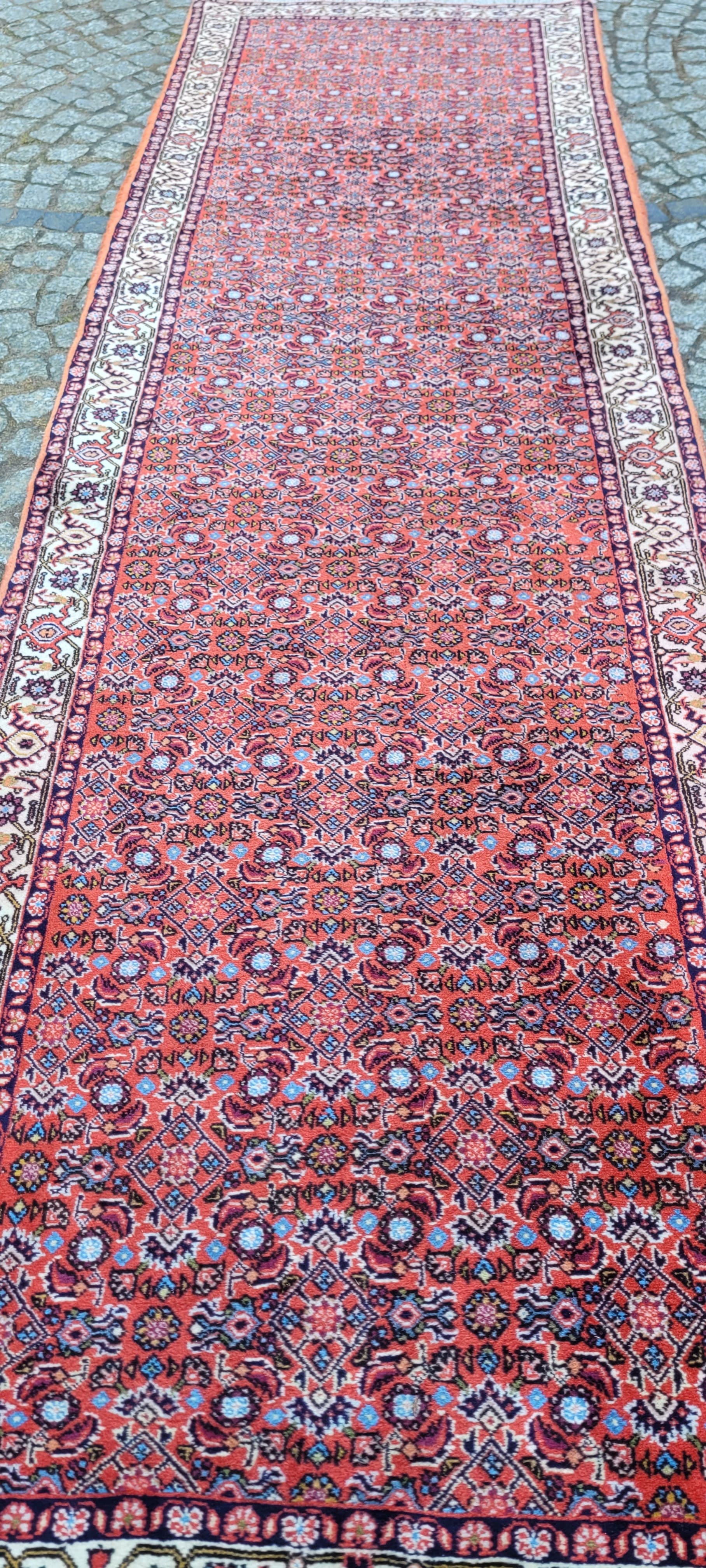 Chodnik Bidjar, czerwony, wełna, Iran, lata 80., 89x305 cm - 290176