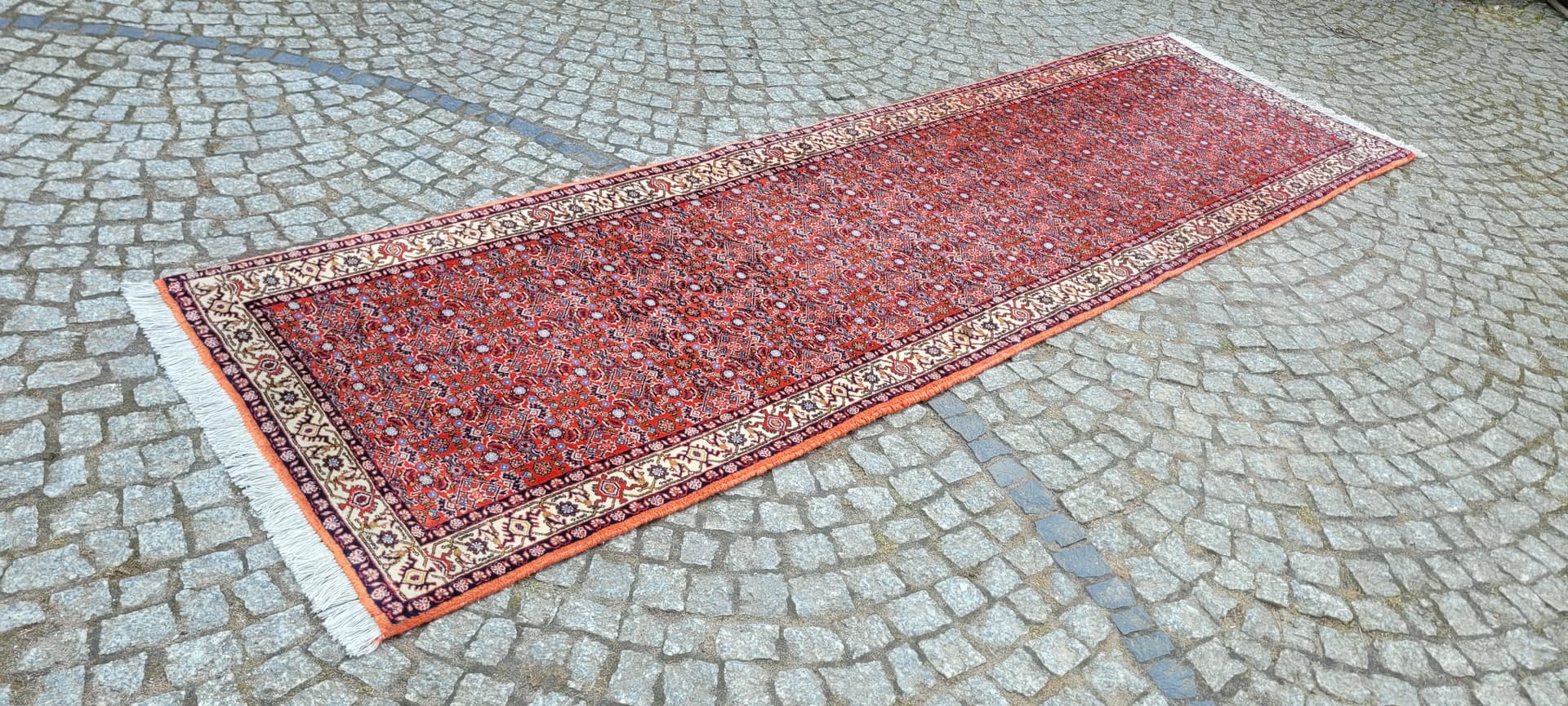 Chodnik Bidjar, czerwony, wełna, Iran, lata 80., 89x305 cm - 290172