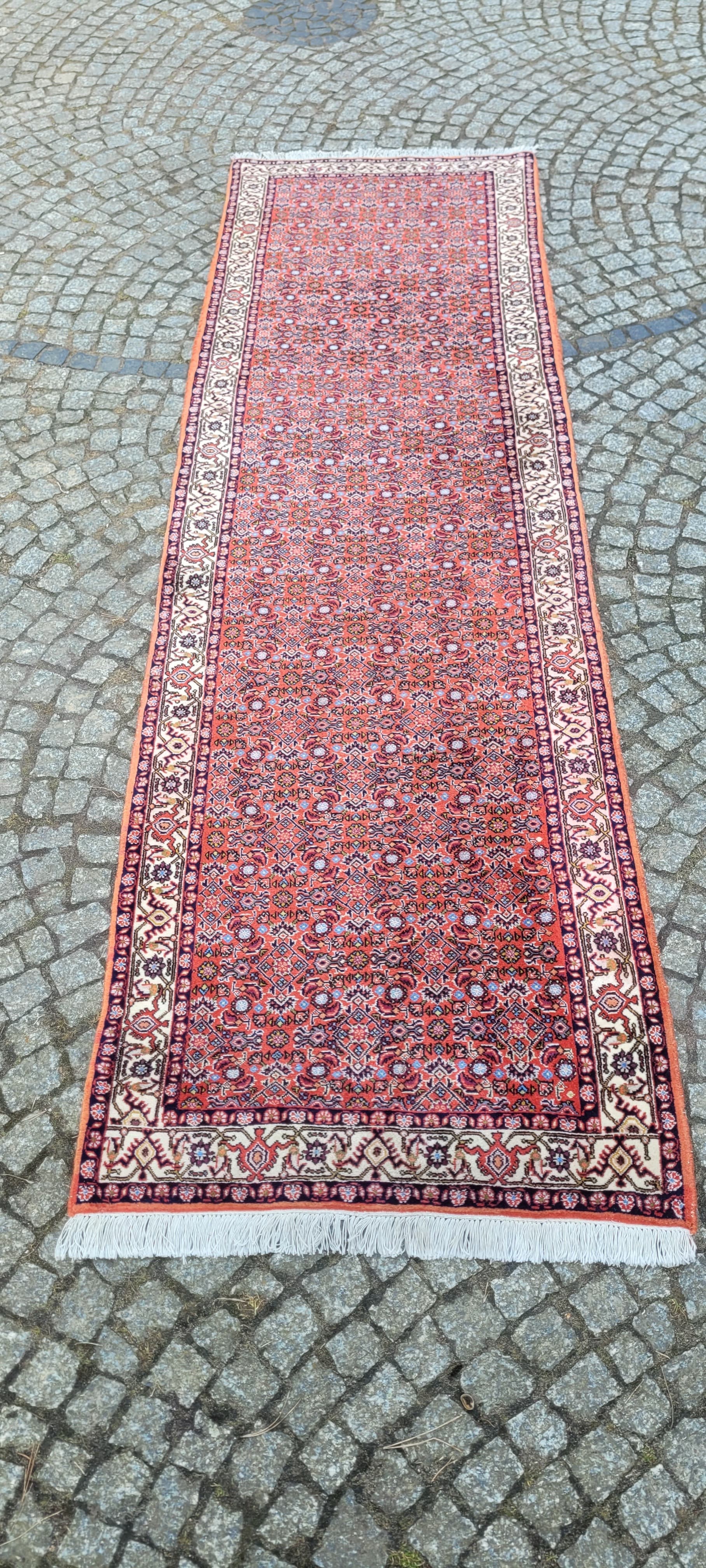 Chodnik Bidjar, czerwony, wełna, Iran, lata 80., 89x305 cm - 290178