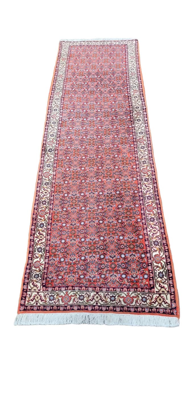 Chodnik Bidjar, czerwony, wełna, Iran, lata 80., 89x305 cm - WYMIARY