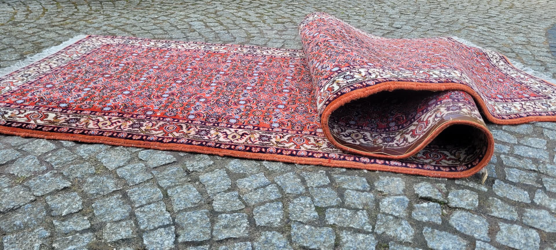 Chodnik Bidjar, czerwony, wełna, Iran, lata 80., 89x305 cm - 290177