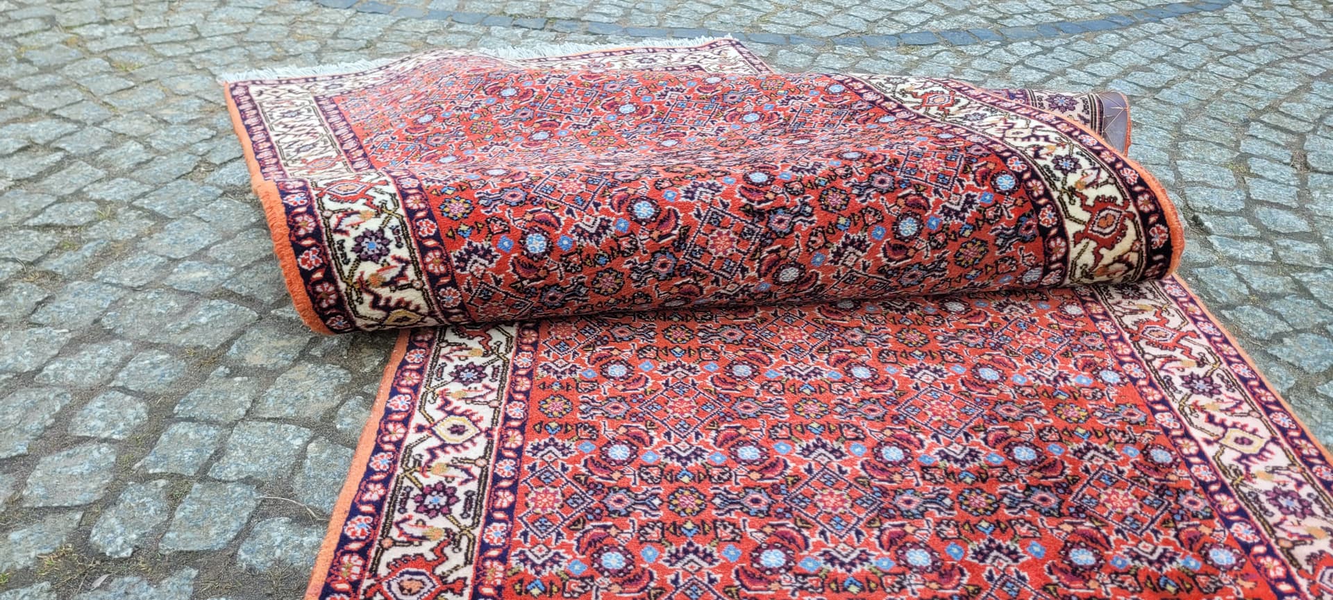 Chodnik Bidjar, czerwony, wełna, Iran, lata 80., 89x305 cm - 290175