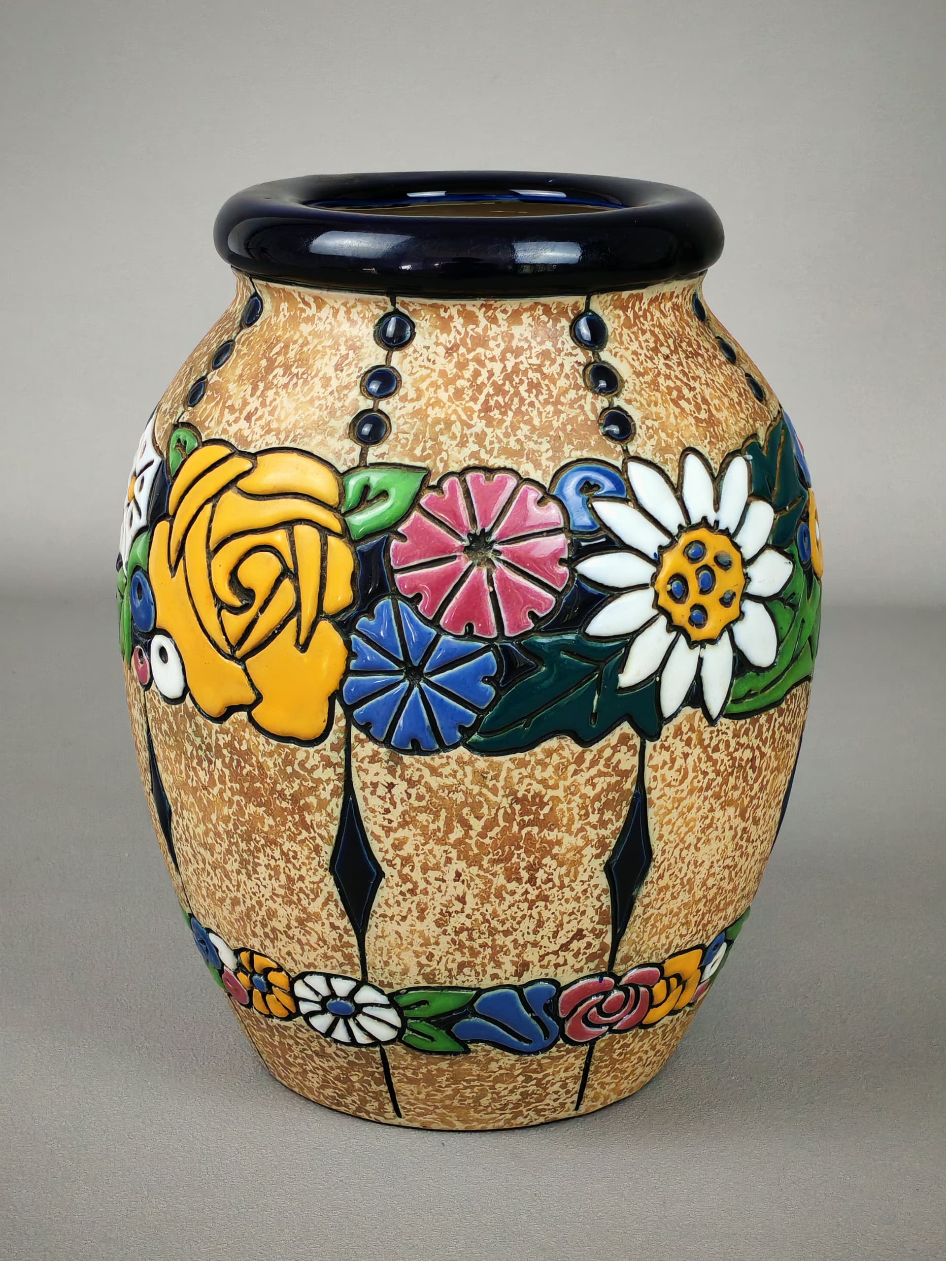 Wazon Campina, multikolor, ceramika, proj. M. von Jungwirth, Amphora, Austria, lata 20. - 290207