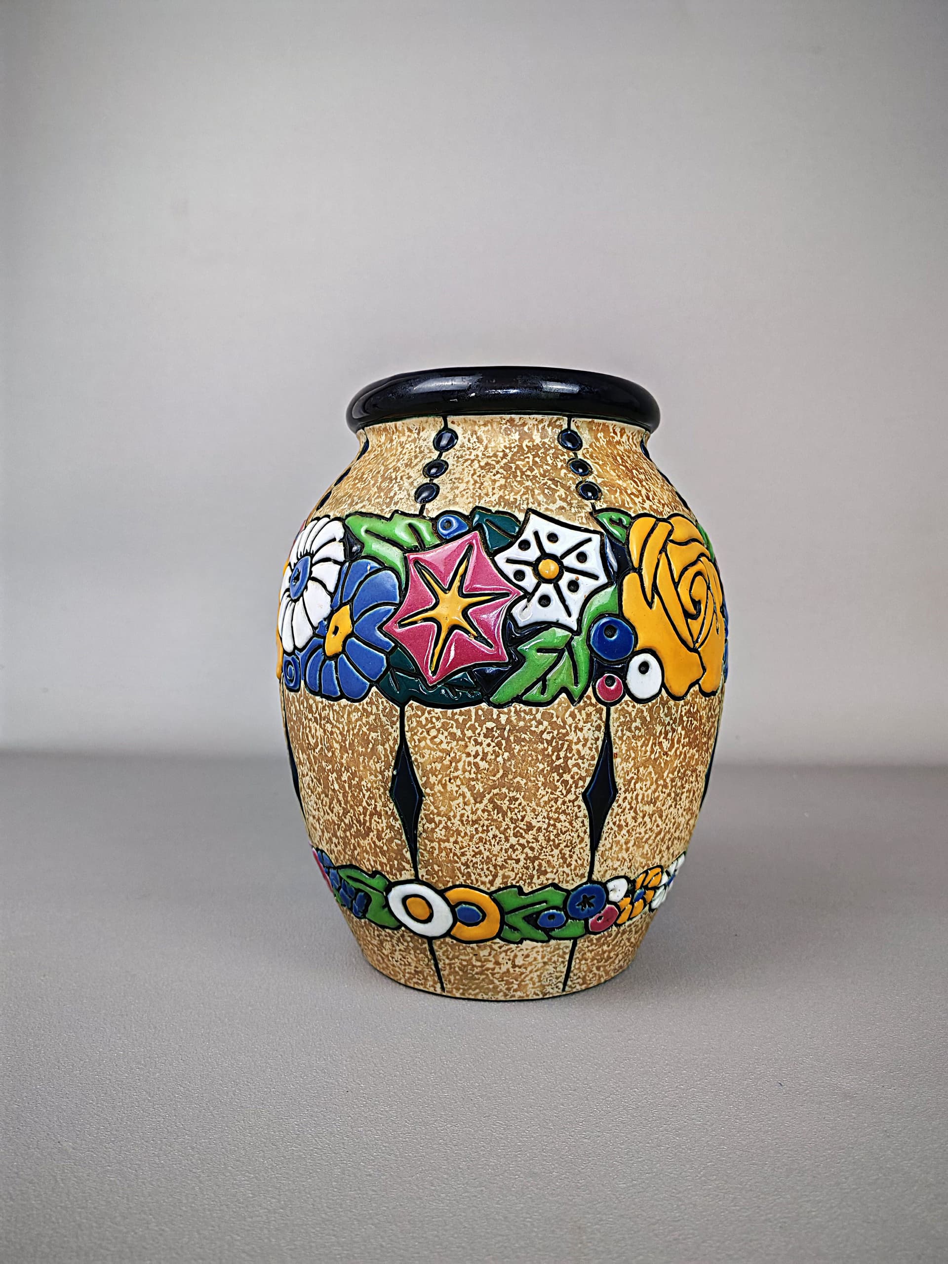 Wazon Campina, multikolor, ceramika, proj. M. von Jungwirth, Amphora, Austria, lata 20. - 290205