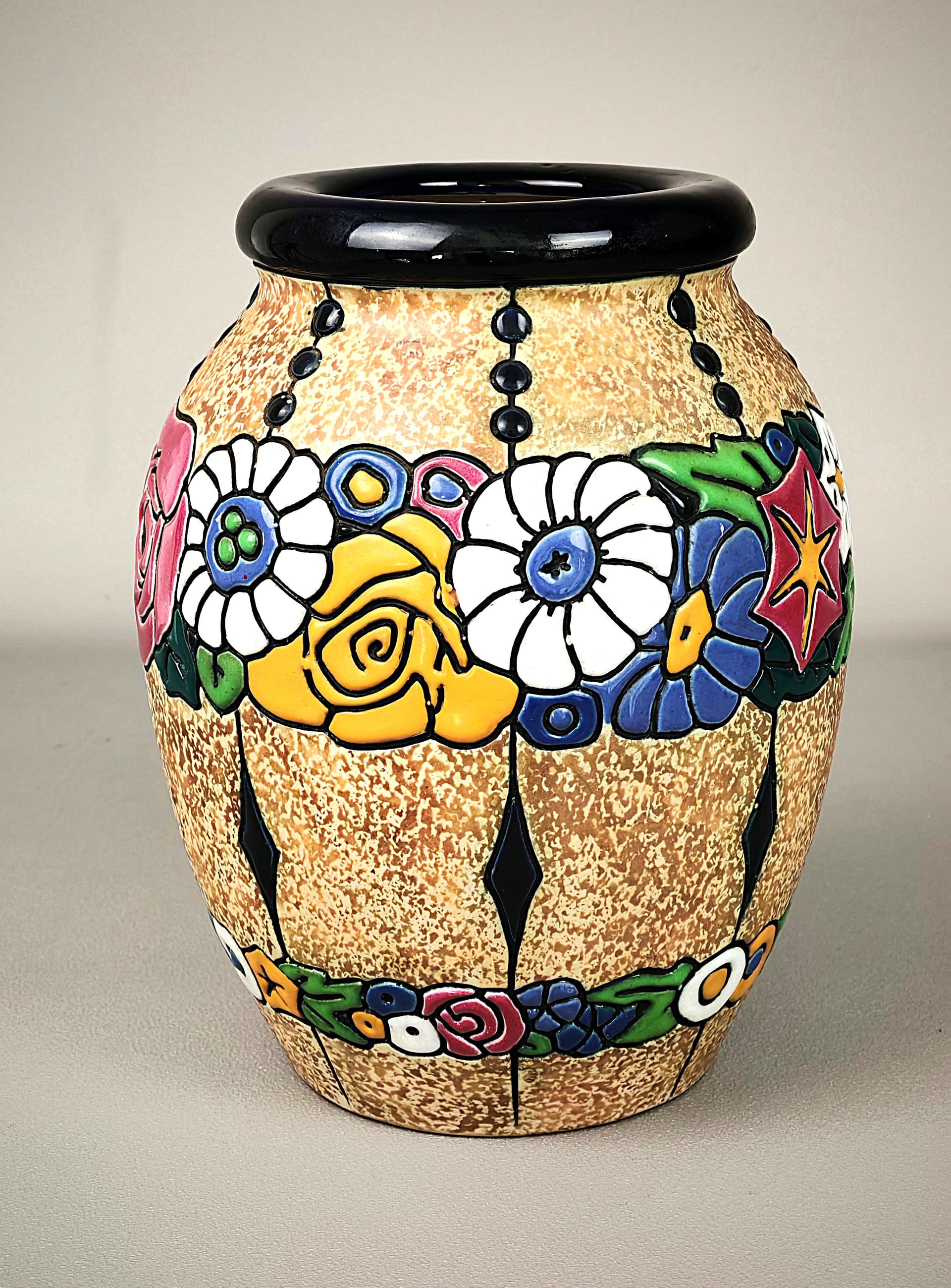 Wazon Campina, multikolor, ceramika, proj. M. von Jungwirth, Amphora, Austria, lata 20. - 290202