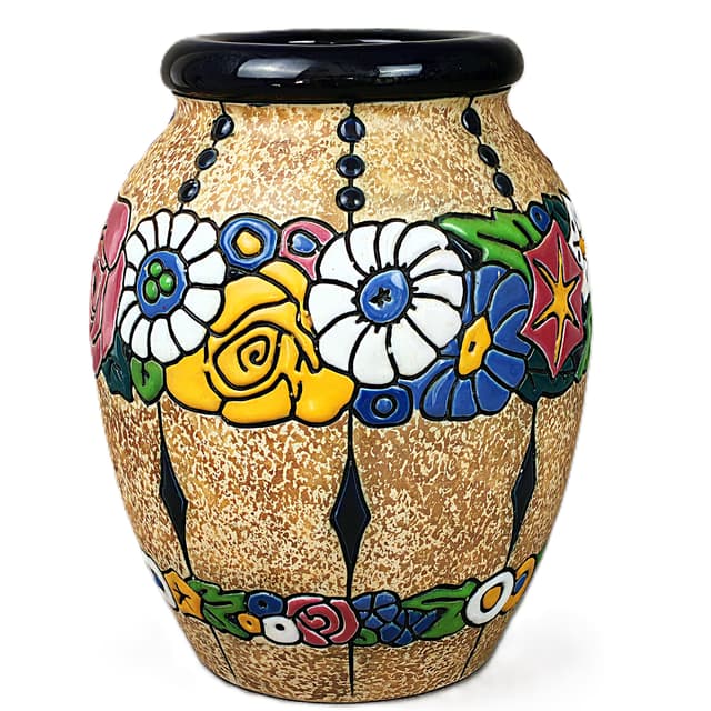 Wazon Campina, multikolor, ceramika, proj. M. von Jungwirth, Amphora, Austria, lata 20. - WYMIARY