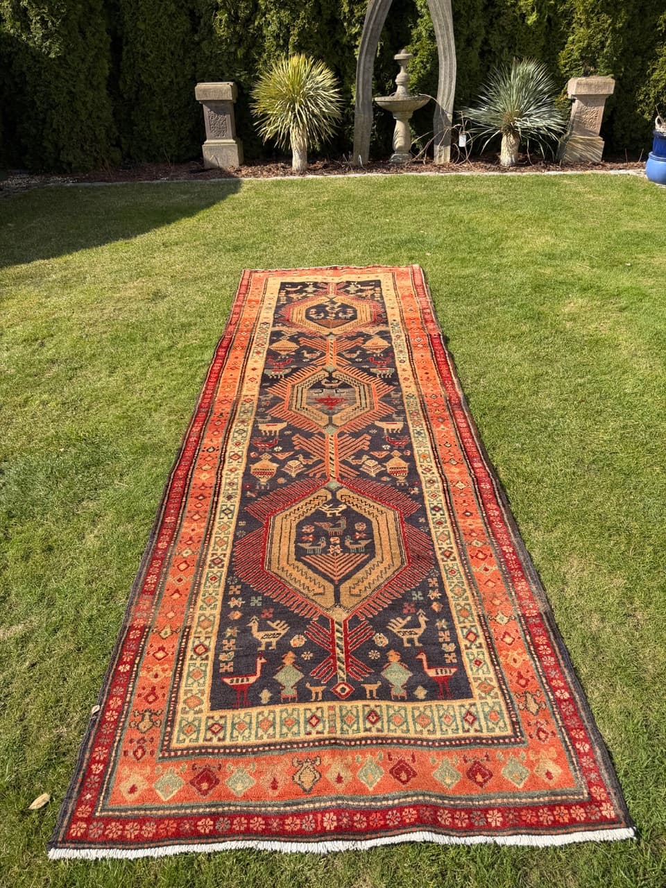 Chodnik Hamadan 365x125 cm, multikolor, wełna, Iran - 290271