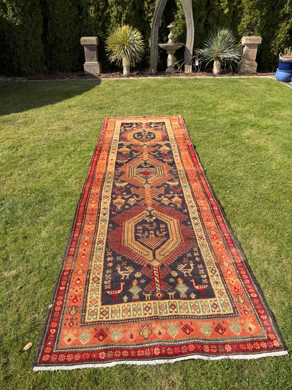 Chodnik Hamadan 365x125 cm, multikolor, wełna, Iran - 290276