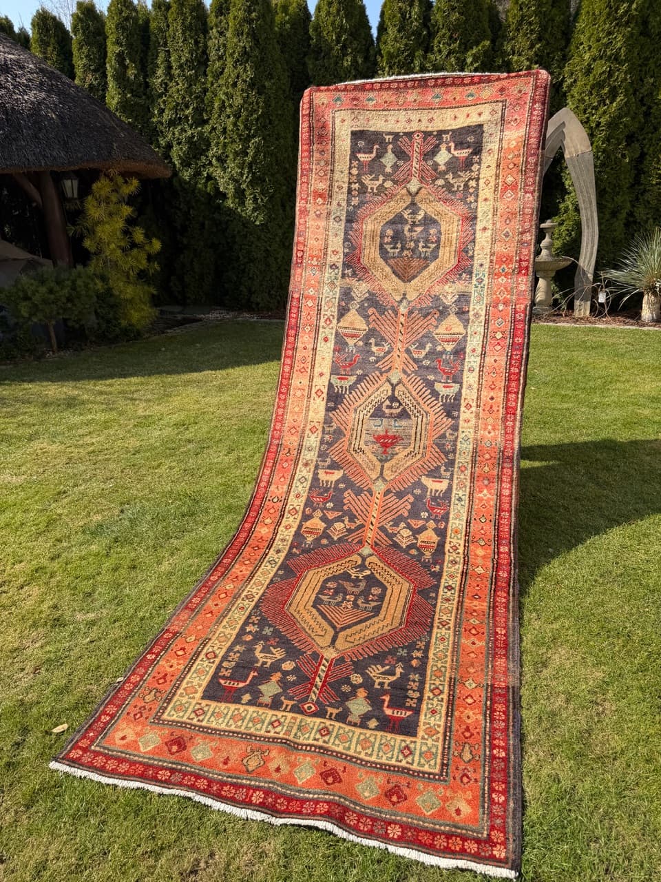 Chodnik Hamadan 365x125 cm, multikolor, wełna, Iran - 290266