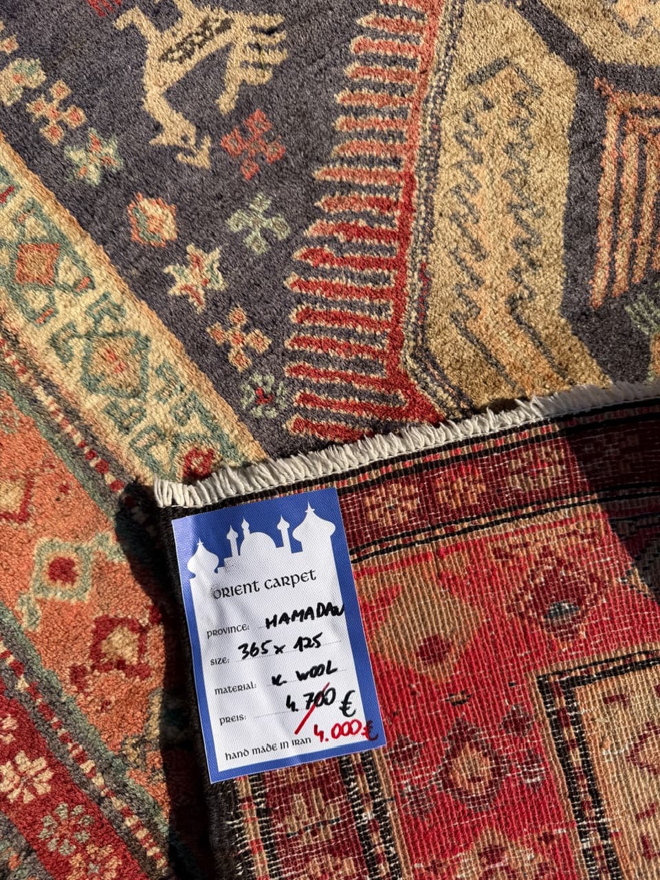 Chodnik Hamadan 365x125 cm, multikolor, wełna, Iran - 290279