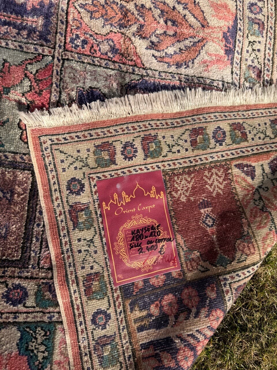 Dywan Kayserie 180x120 cm, jedwab naturalny multikolor, bawełna, Turcja, lata 90. - 290287