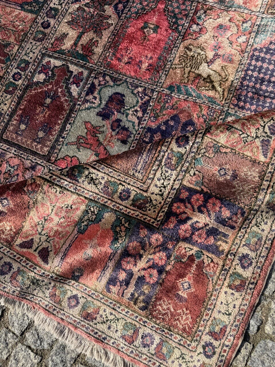 Dywan Kayserie 180x120 cm, jedwab naturalny multikolor, bawełna, Turcja, lata 90. - 290294