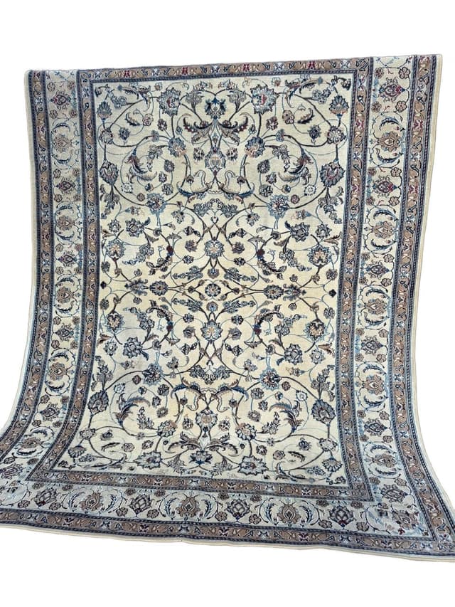 Dywan Nain, 330x245 cm, beżowy, wełna z jedwabiem, Iran, lata 90. - WYMIARY